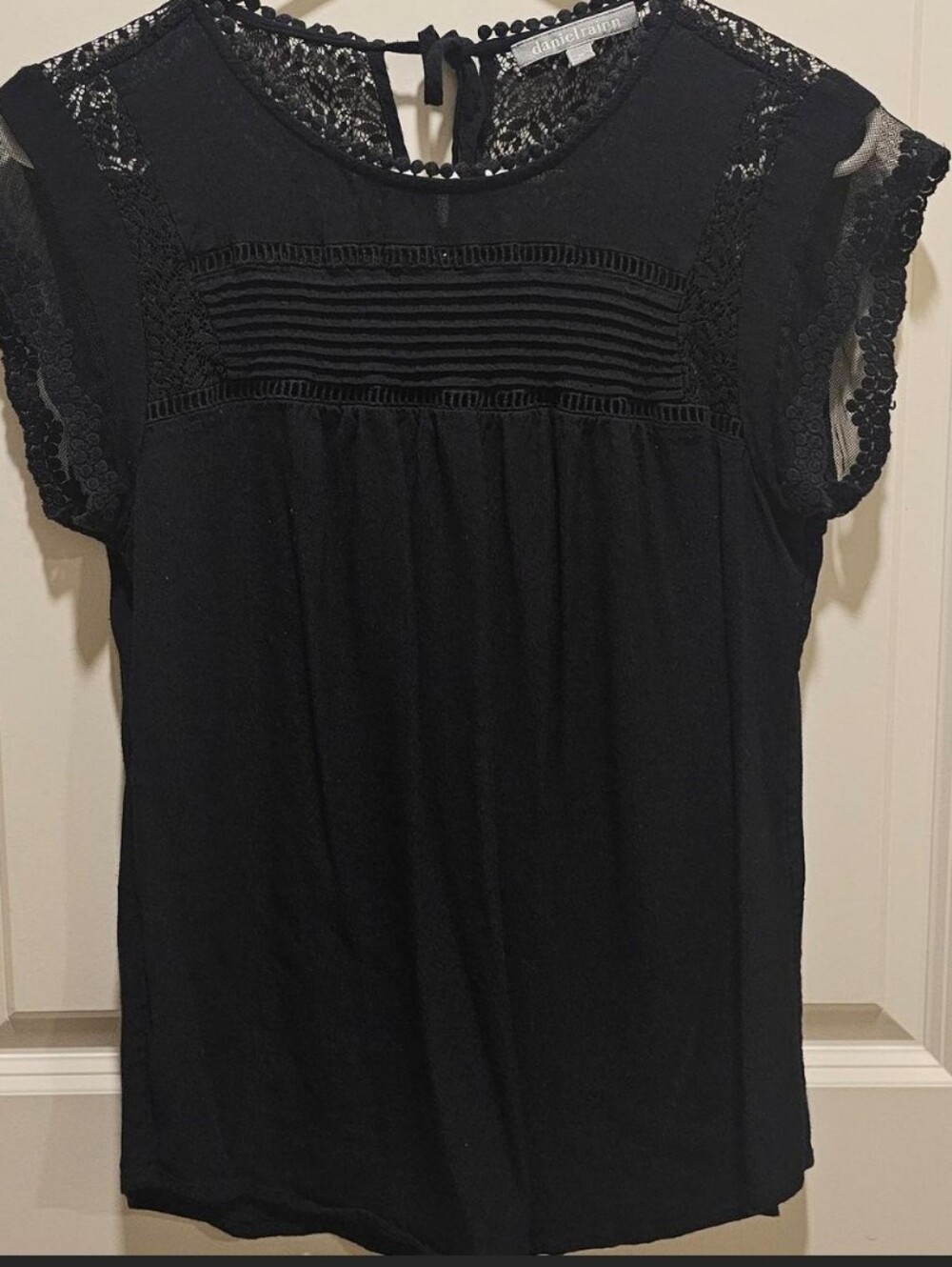 Lace-Trim Black Women's Blouse